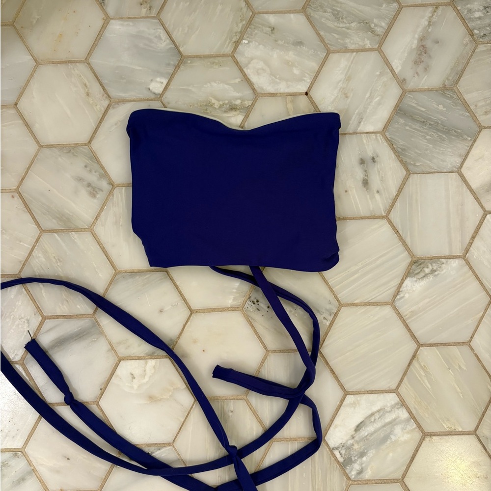 L*Space Royal Blue Strapless Bikini Top